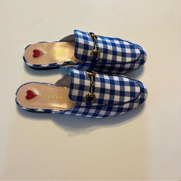 Gucci Princetown Horsebit Loafer Mule Fabric Gingham Checkered NEW  EU 36 US 6 - Picture 4 of 13